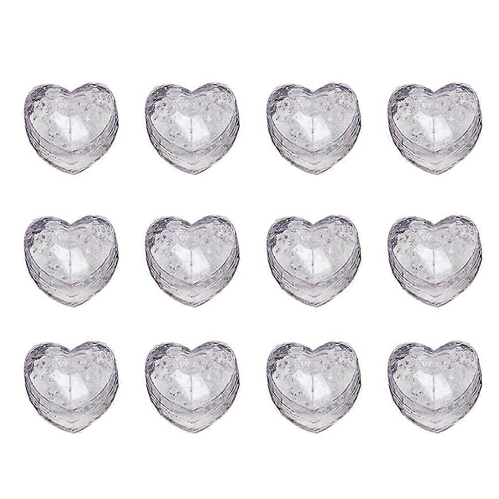 Heart Shaped LED Lights for Drinking 12Pcs Transparent Auto-Activate in Water Party Decoration