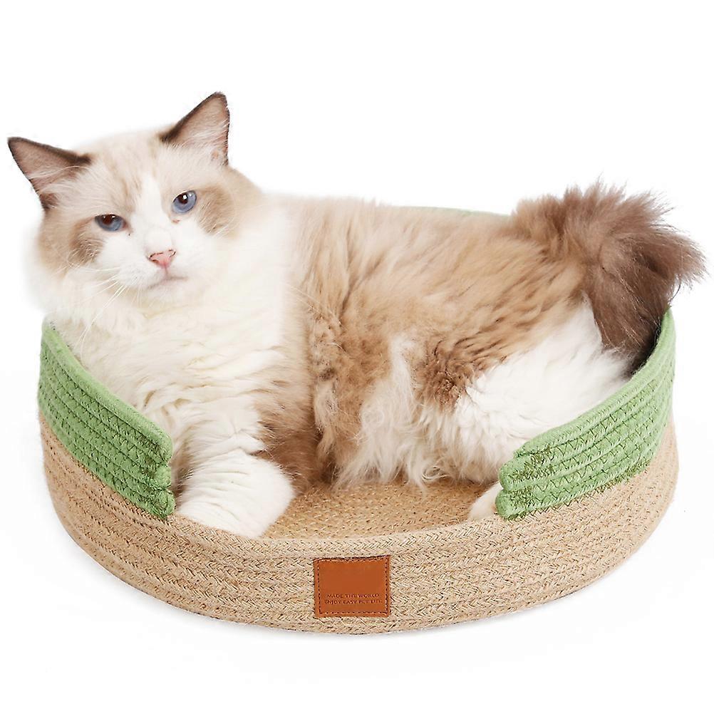 Cat Scratching Bed Creative Cotton Thread Knitting Cat Litter Sleeping Brown Indoor Use 1Set