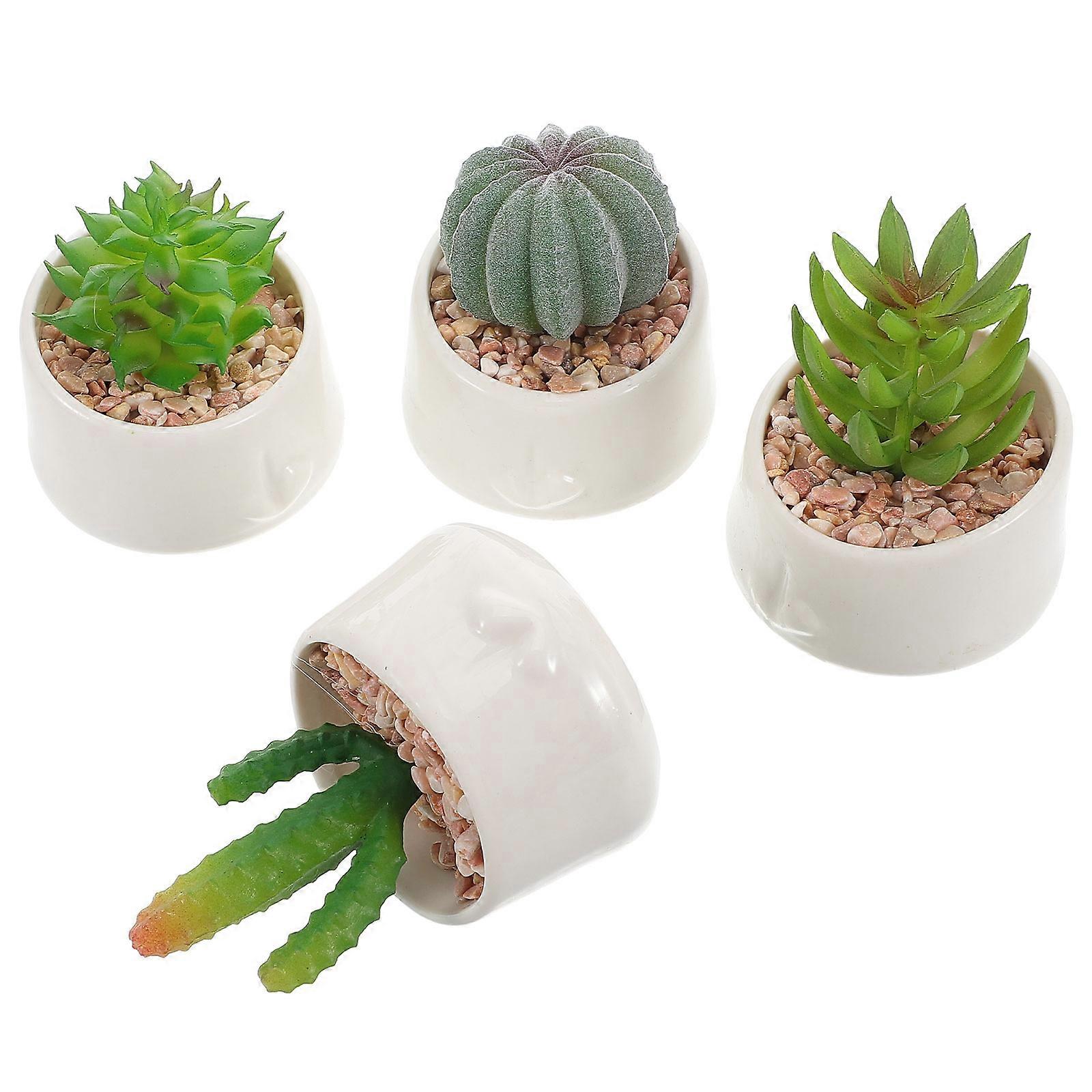 Fake Potted Succulents Artificial Plants for Shelf Decor 4Pcs Set