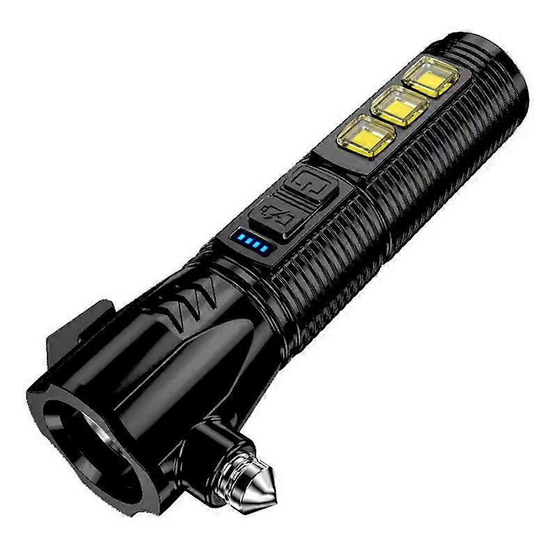 Multifunctional Strong Light Flashlight Car Safety Hammer
