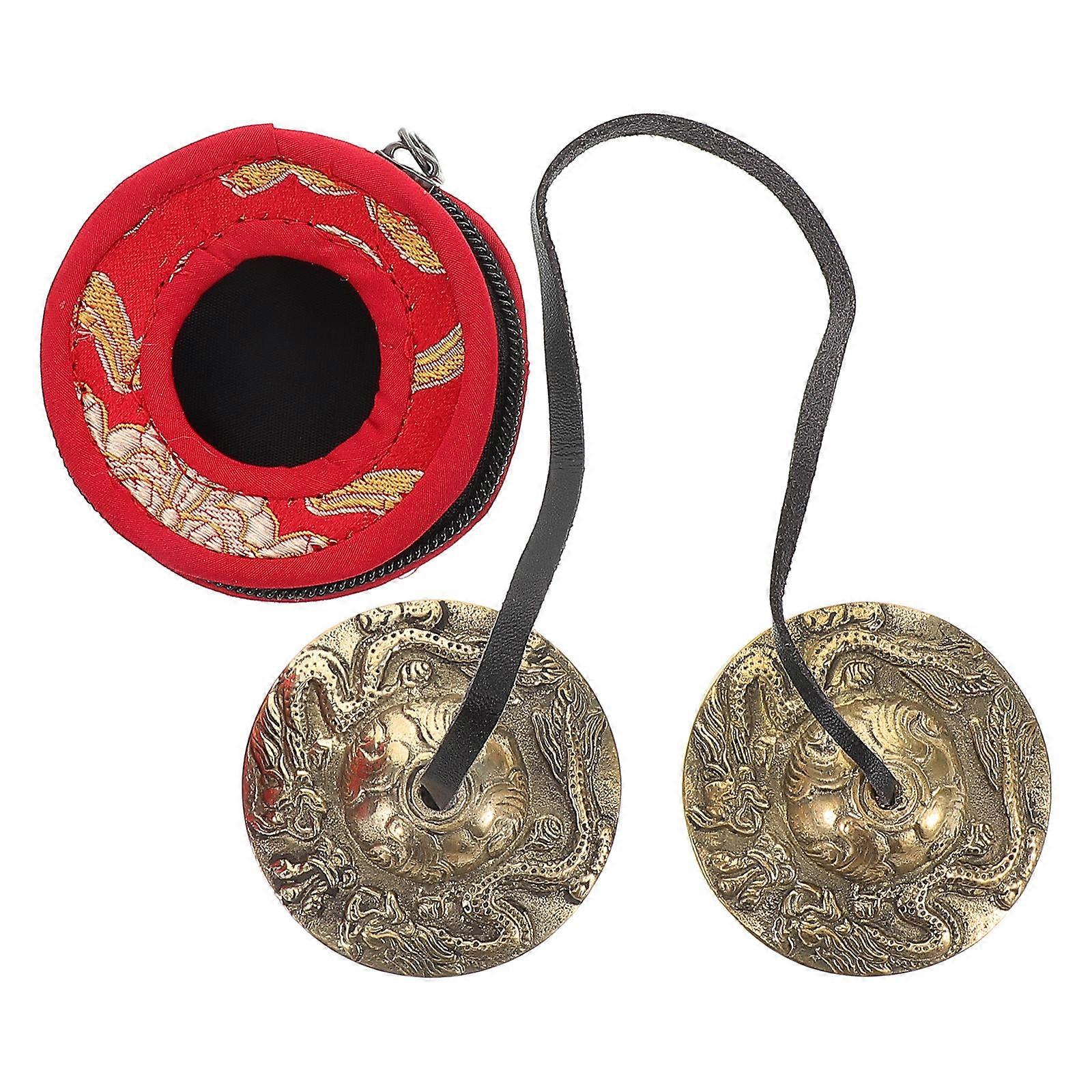 Meditation Instrument Nepalese Copper Bell Cymbals with Design 3Sets