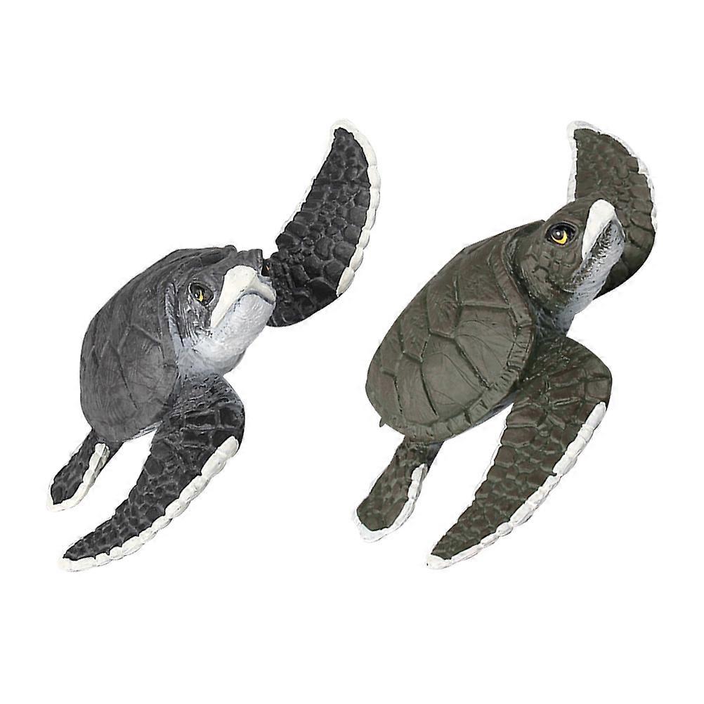 Simulated Sea Creature Turtle Models for Decor 2Pcs Plastic Realistic Turtle Figurines