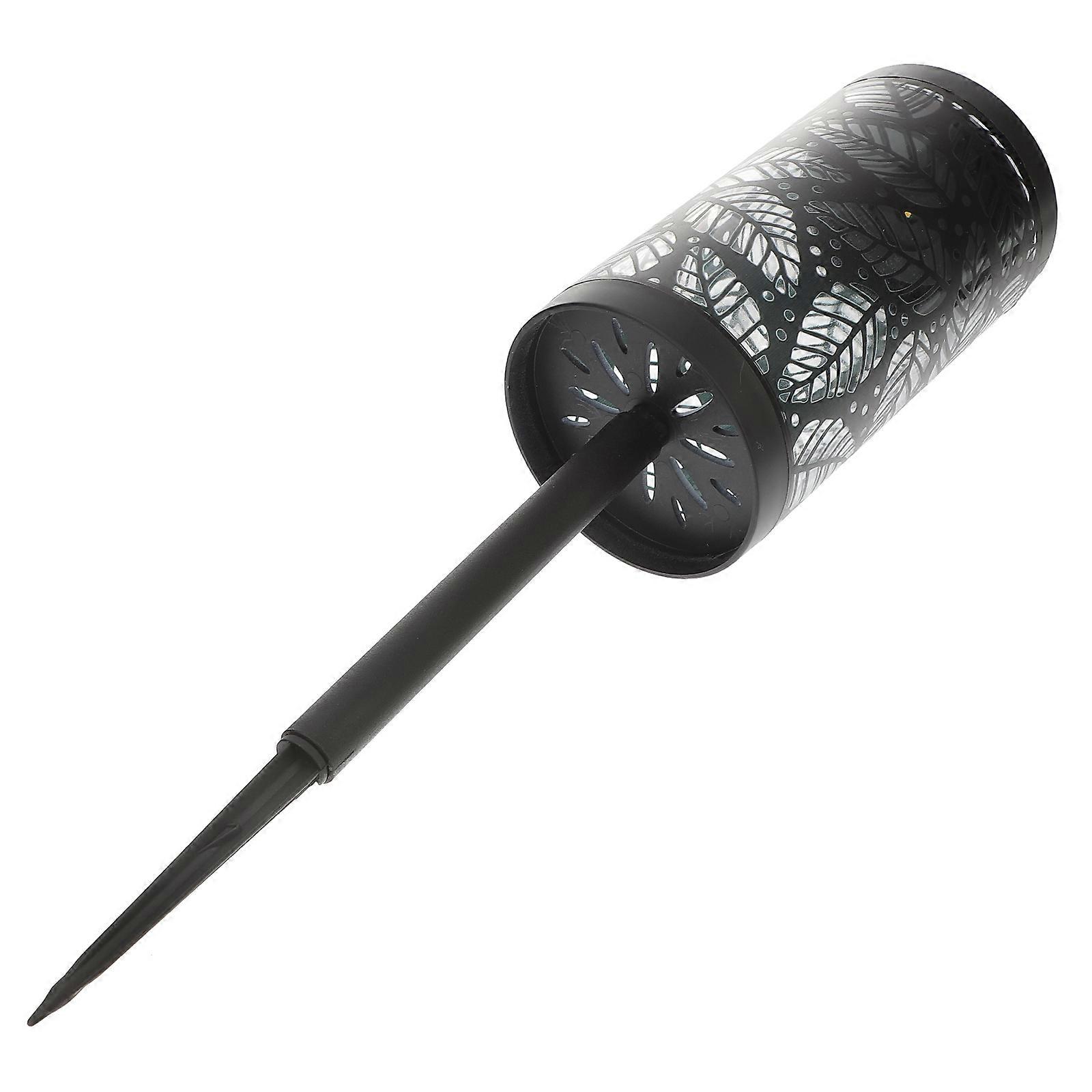 Solar Pathway Lights Ground Plug Lamp for Garden Use 4Pcs Black Hollowed Lampshade