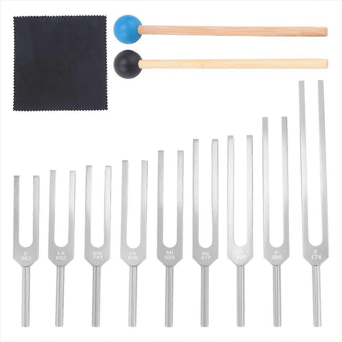 Tuning Forks Set 9Pcs Tuning Fork, Sound Healing Tool Set Silver