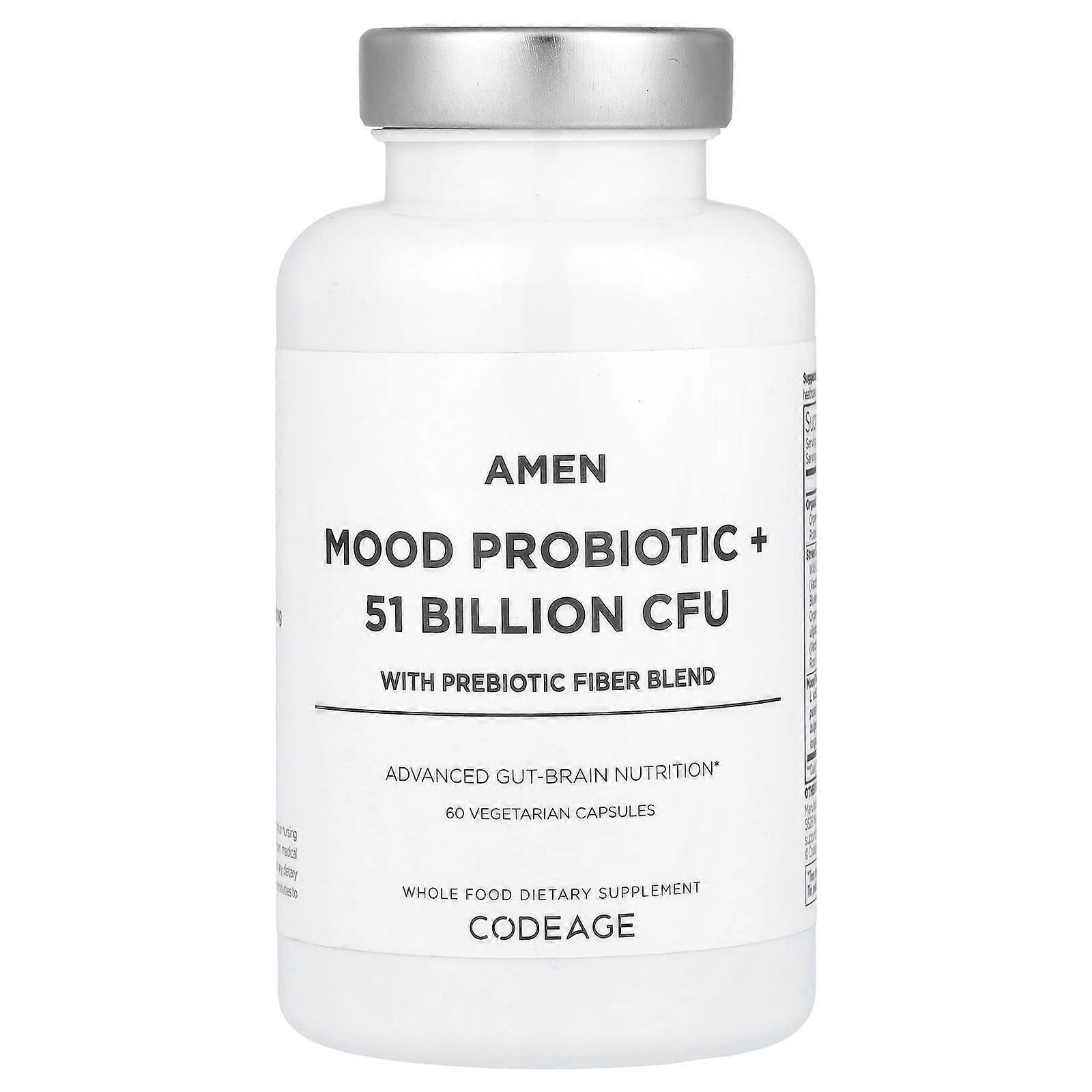 Mood Probiotic + 51 Billion CFU with Prebiotic Fiber Blend, 60 Vegetarian Capsules