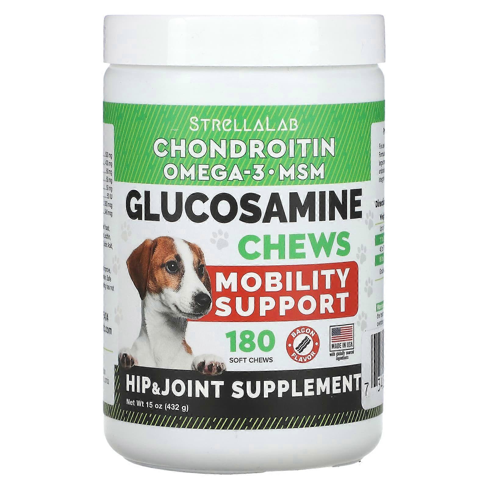Glucosamine Chews, For Dogs and Cats, Bacon, 180 Soft Chews, 15 oz (432 g)