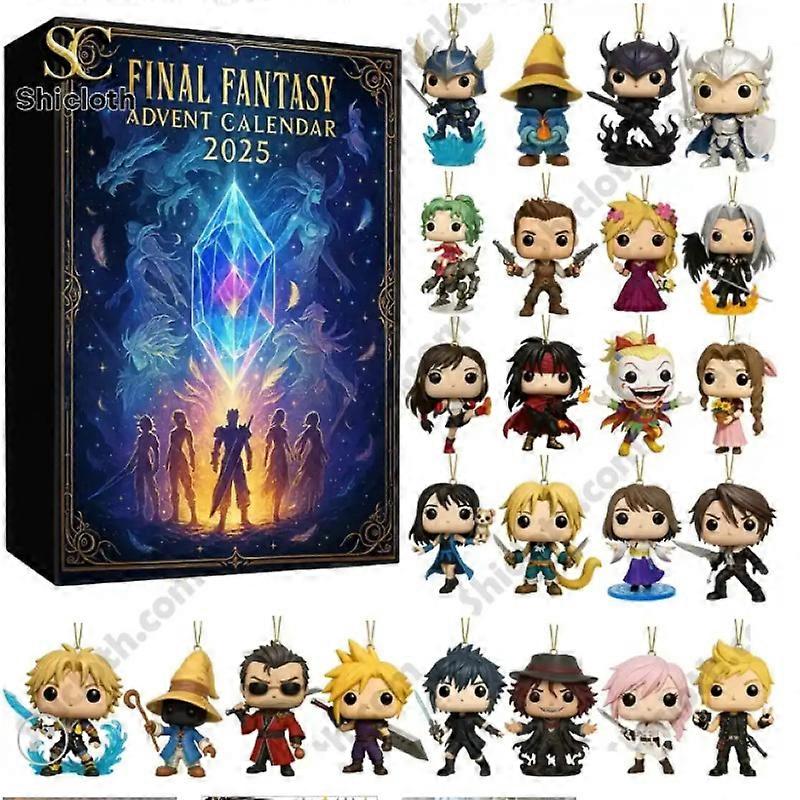 2025 Final Fantasy Christmas Advent Calendar – 24 Days Countdown Blind Box with Reusable Acrylic Ornaments (Kids’ Tree Decor)