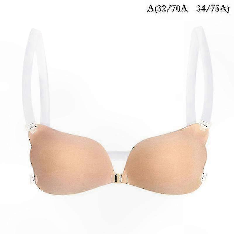 Women's Invisible Push-Up Silicone Bra with Clear Straps, Backless Design