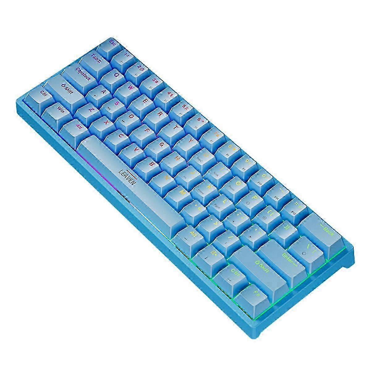 USB Gaming Mechanical Keyboard 61 Keys Red Switch Wired Detachable Cable RGB Backlight Hot Swappable
