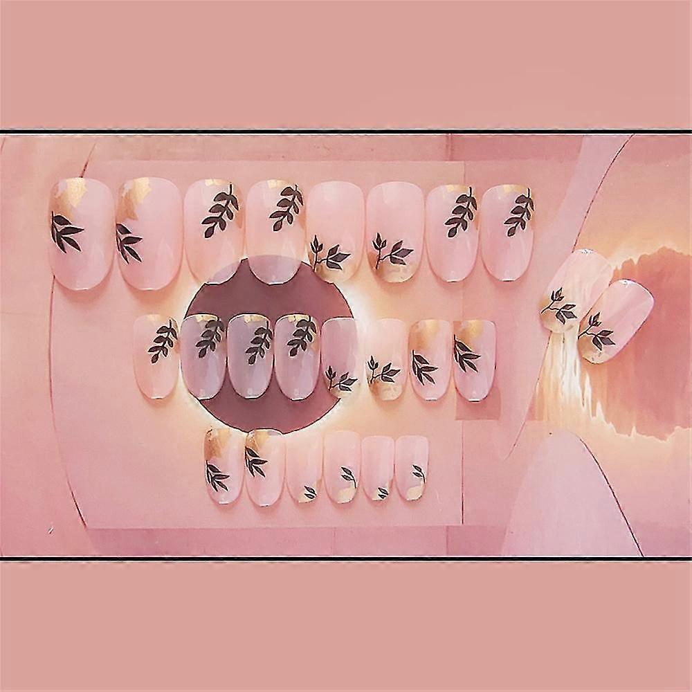 Simulation Leaves Artificial Nail Durable Full Cover False Nails For Nail Art Starter Beginners