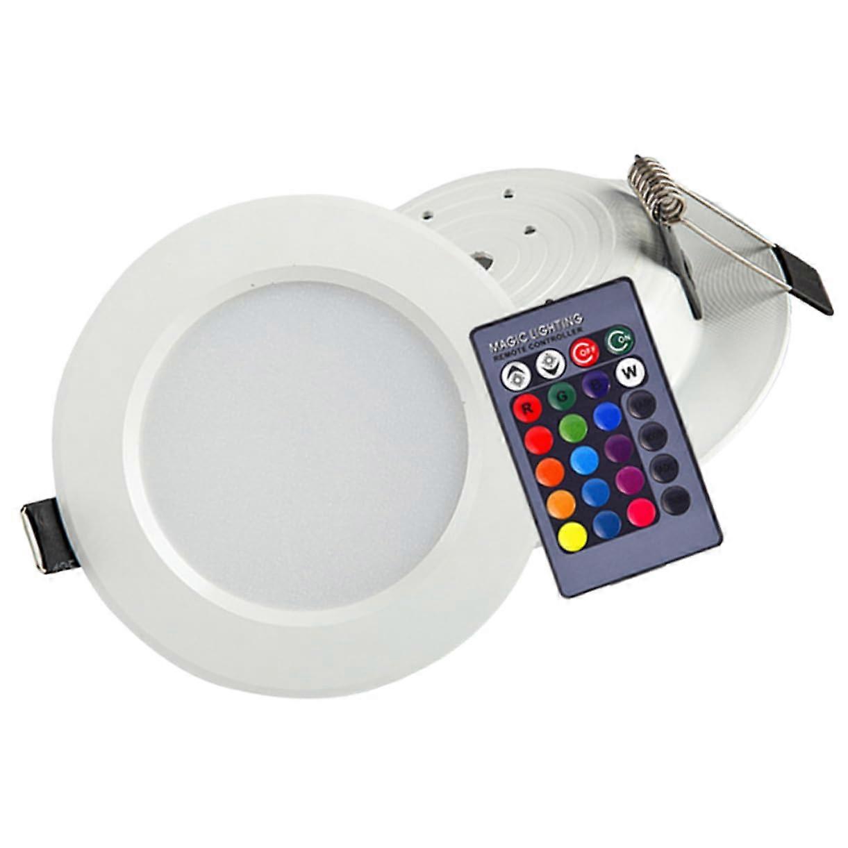 RGB Dimmable Downlight Recessed Ceiling Light Remote Control Adjustable Color Changing LED Lamp 7 Colors White Light