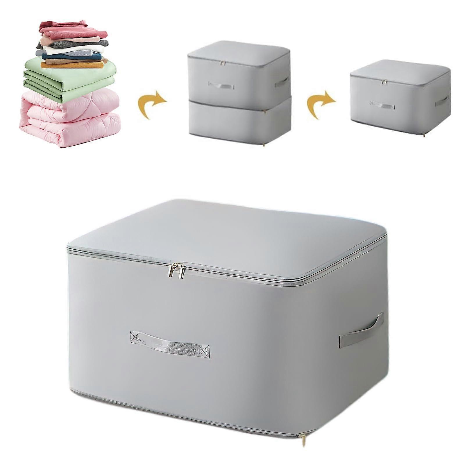 Ultra Space Saving Self Compression Organizer Grey 54 X 42 X 30 Cm With Zipper Self Compression Storage Bags