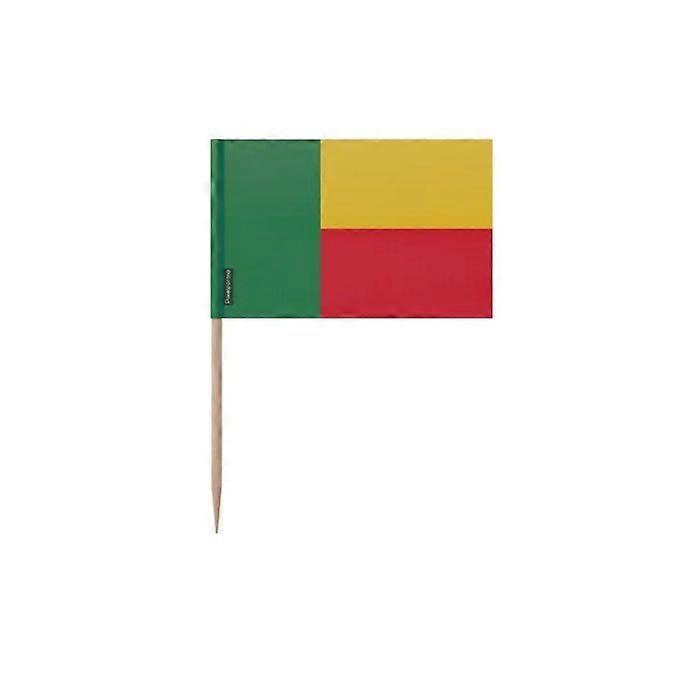 Toothpicks Flag of Benin - 6.5 cm - 100 pieces - Adhesive plastic - Bamboo stick - Pixelforma