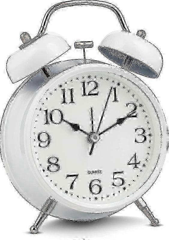レトロなアナログ目覚まし時計、大音量のベルとバックライト付き - 装飾的なベッドサイドとデスクでの使用のためのサイレントクォーツバッテリー動作