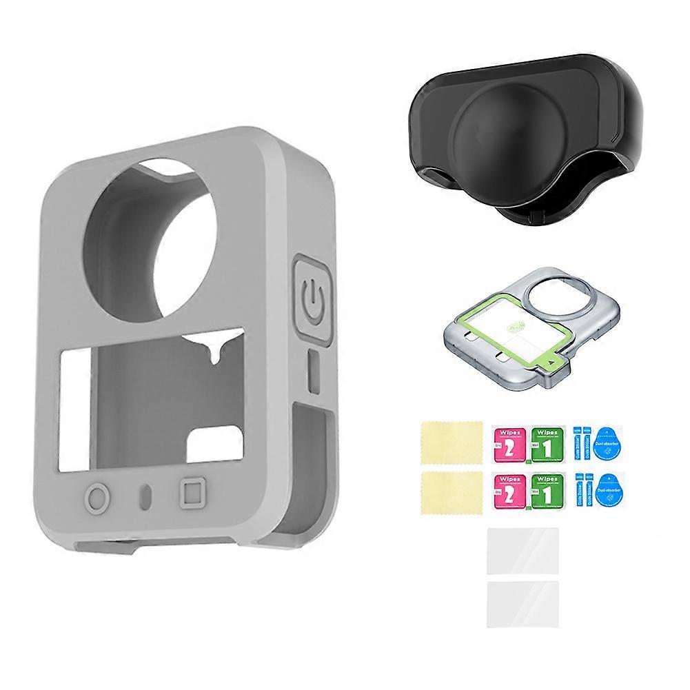 For DJI OSMO 360 Silicone Protective Cover Rubber Skin with Lens and Screen Protector for DJI Osmo 360 Gray
