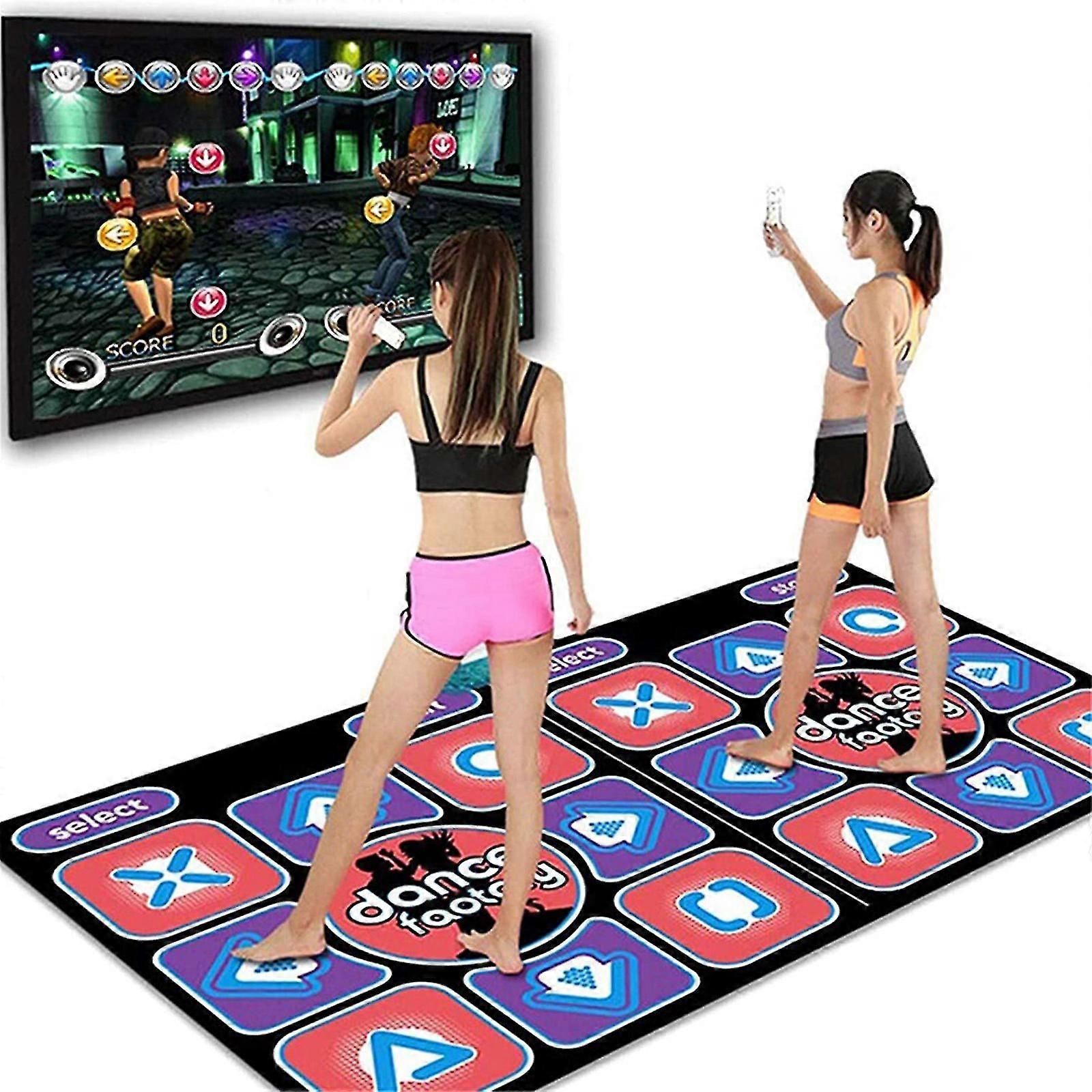 Double Dancing Mat Double User Wired Dance Mat Game Non-Slip with 2 Remote Controller Multi-Function for PC TV