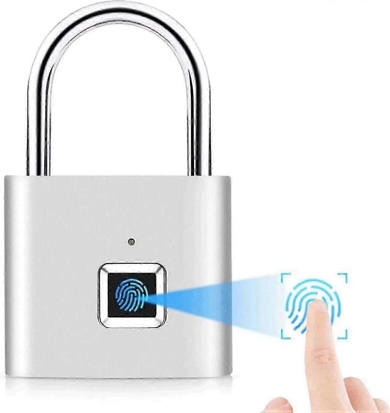 Smart fingerprint lock USB charging, IP65 waterproof padlock for lockers, suitcases, backpacks etc.