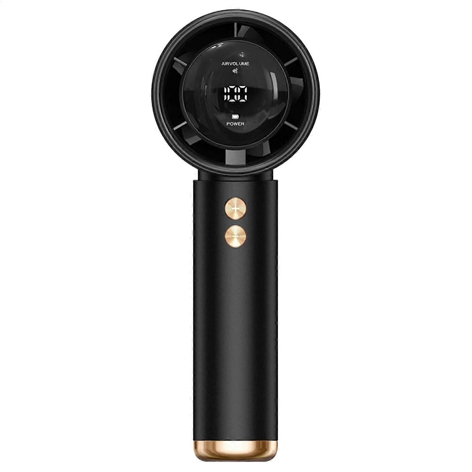 Portable Handheld Fan Turbo Cordless  Air Circulator With Digital Display Low Noise Rechargeable Black