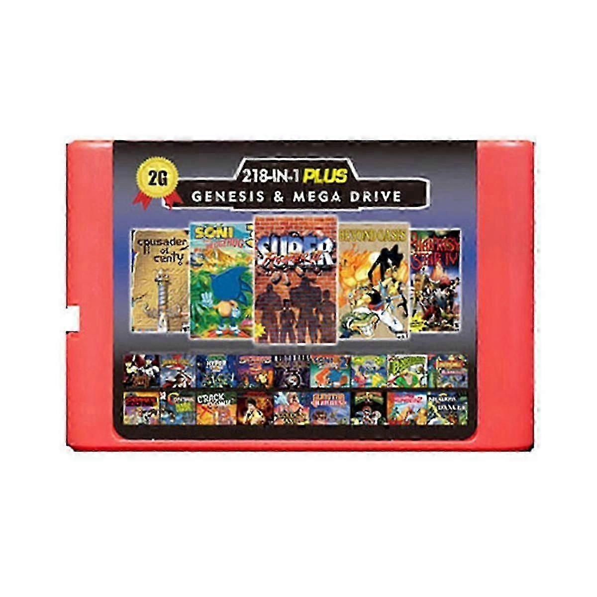 218-In-1 Game 16 Bit Game for Megadrive Game for PAL and NTSC Red