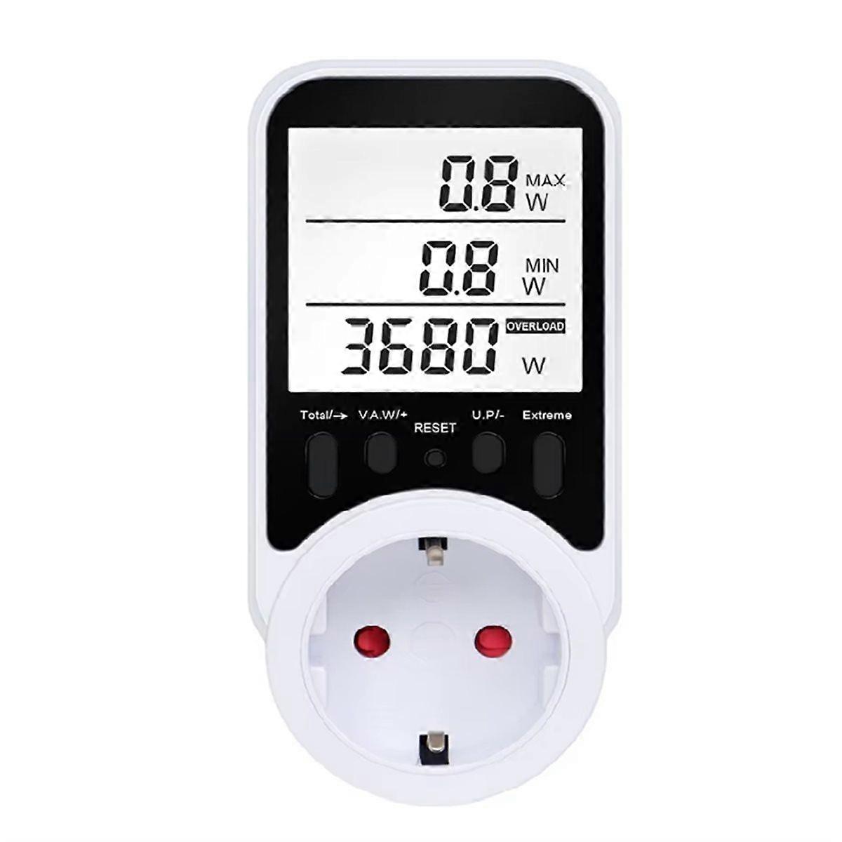 Digital LCD Energy Meter Wattmeter for Voltage Current Monitoring and Power Consumption Analysis EU