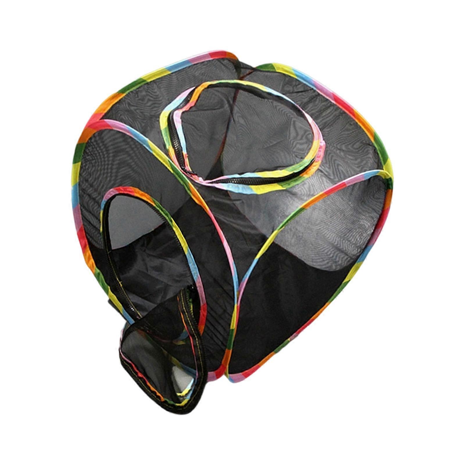 Folded Ventilated Meshes Cats Playing Tunnel For Kittens Easy Storage Stable Construction Multiple Chamber Activity Toy Multicolor