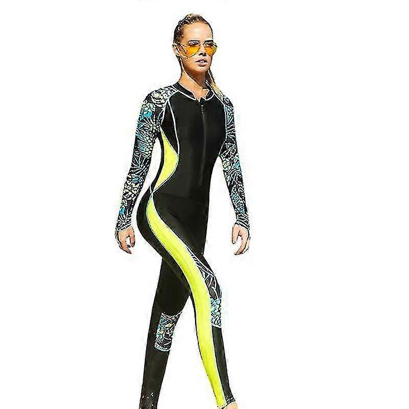 בגדי ריקוד נשים בגד ים מלא מגן פריחה חתיכה אחת שרוול ארוך רגל ארוכה בגדי ים חליפת צלילה לייבוש מהיר עם הגנה מפני השמש UV באיכות גבוהה