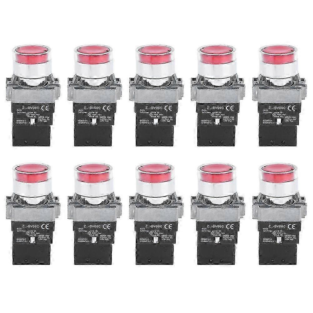 10Pcs BERM Pushbutton Switches Self‑Resetting NC Flat Button Switch BEM‑XB2‑01DN220V