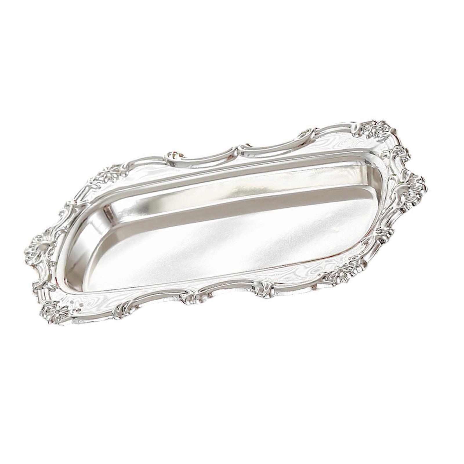 Elegant Snacks Platter Decorative Wrought Iron Display Tray Perfect For Event Dining Or Coffee Table Styling  Silver