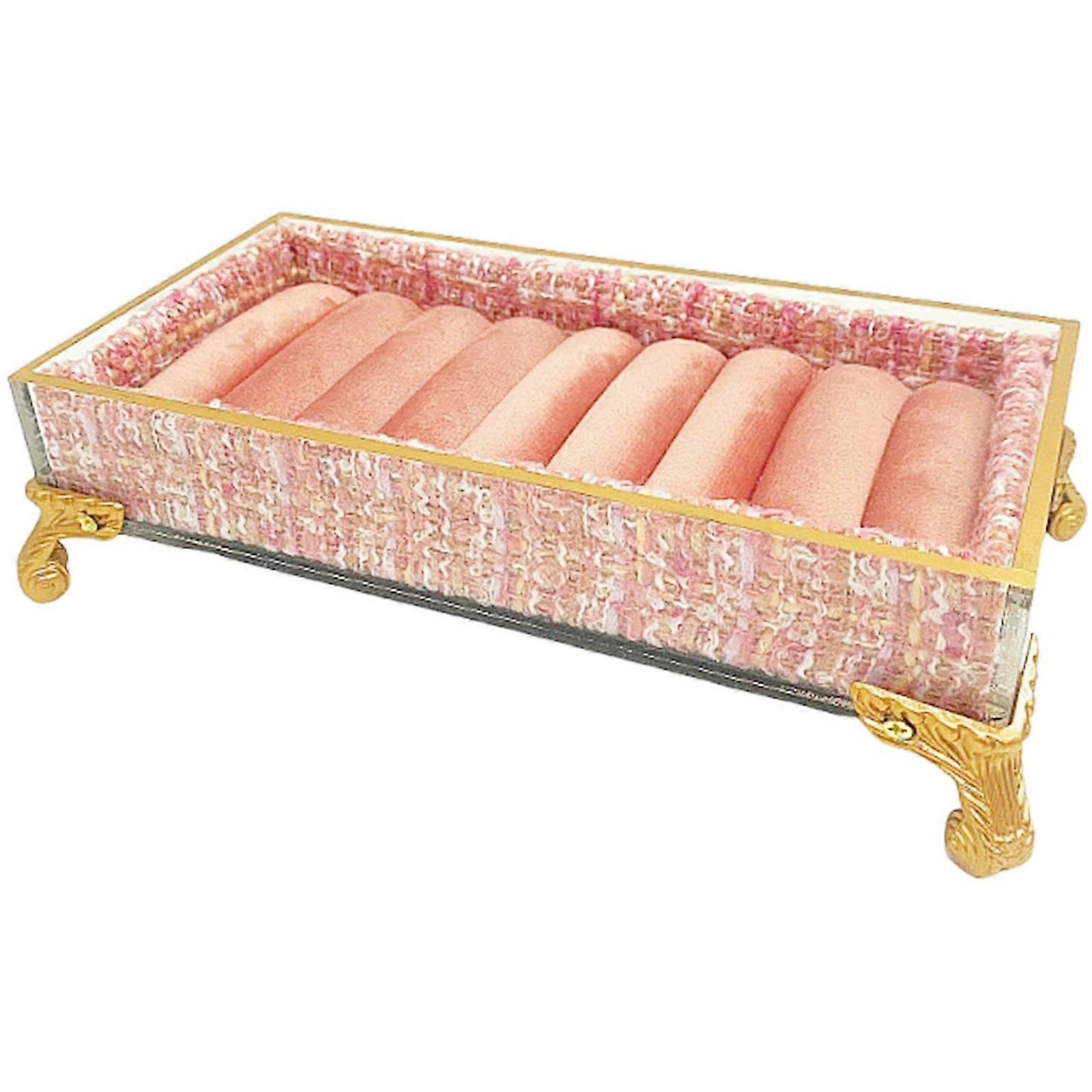 Lightweight Jewelry Showcase Tray With Fabric And Acrylic Design Display Platform For Home Store Exhibition Use Multicolor