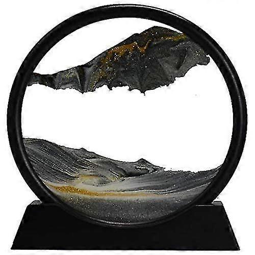 Moving Sand Art Picture Round Glass 3d Deep Sea Sandscape In Motion Display Flowing Sand Frame(7inch)
