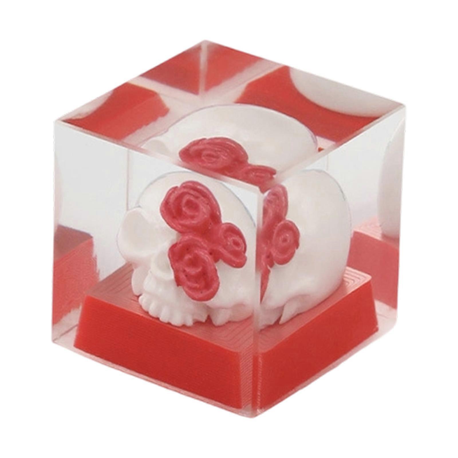 Resin Skull Keycaps For Backlits Mechanical Keyboards Night Visibility Upgrades And Ergonomic Pattern  Red