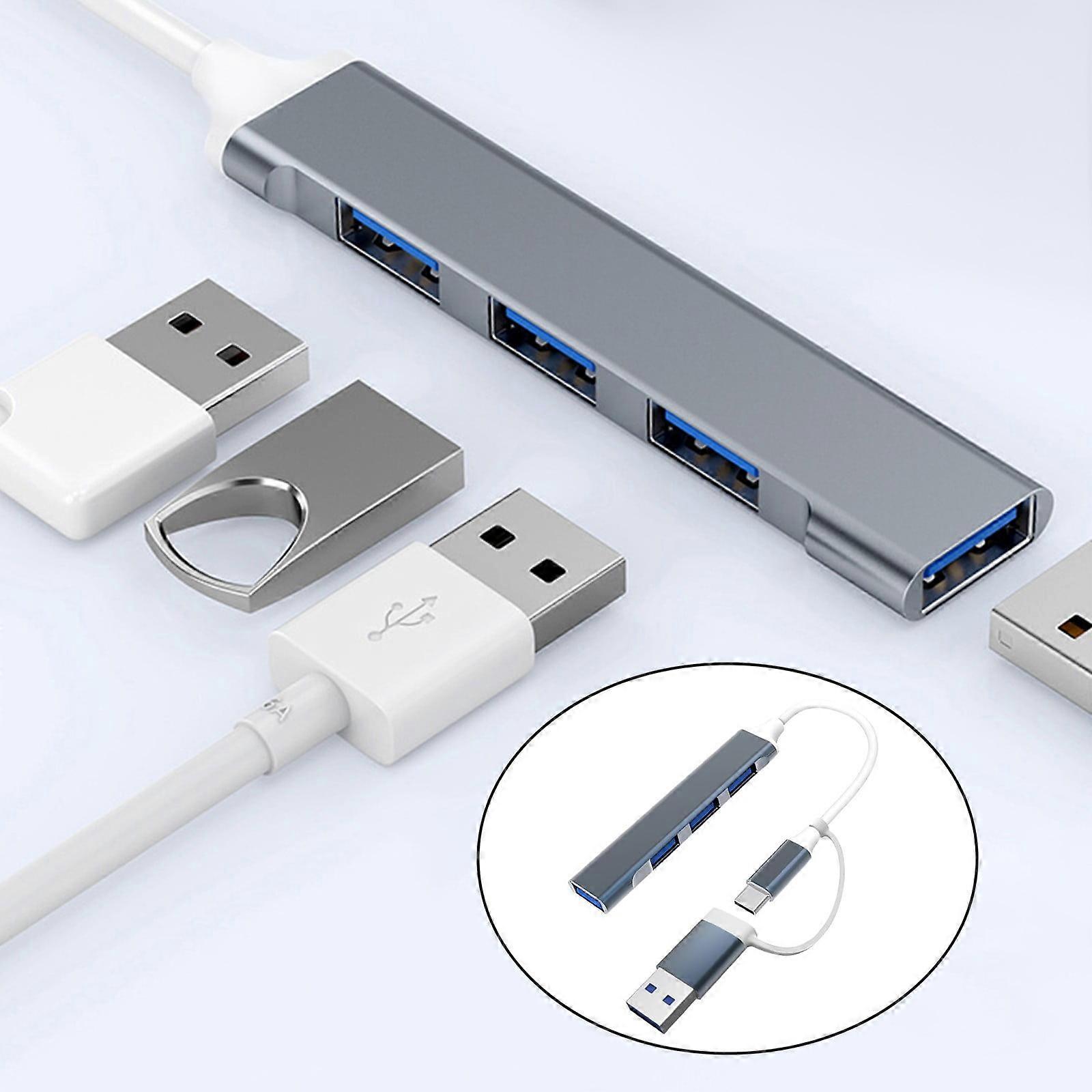 Clearance! 4 Port USB 3.0 Hub, 2.0 Hub, Ultra Slim Portable Data Hub, USB Adapter Station, USB Splitter Aluminum, compatible with Smart Appliances