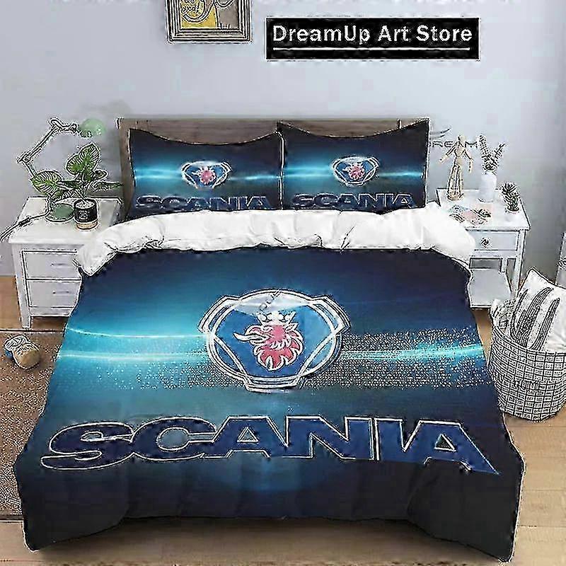 a3496 Lakan Mode Eagle Head Truck S-Scania Bäddset Pojkar Flickor Påslakan Örngott Säng Vuxen Sovrum 3-delat Bäddset (1 Duv