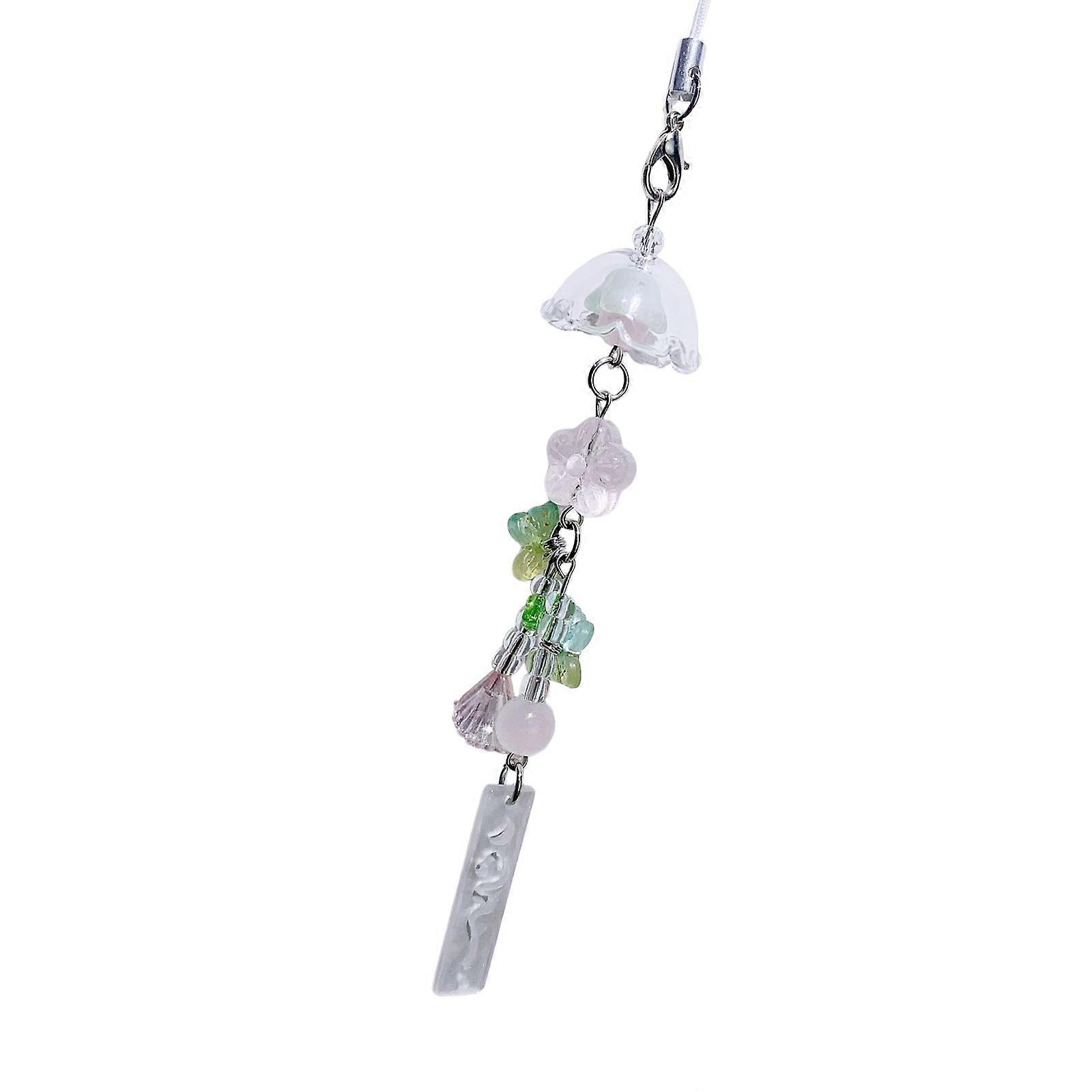 Artistic Wind Chime Jellyfish Resin Phone Lanyard Beaded Design Custom Colors Keychain Portable Everyday Use  Pink