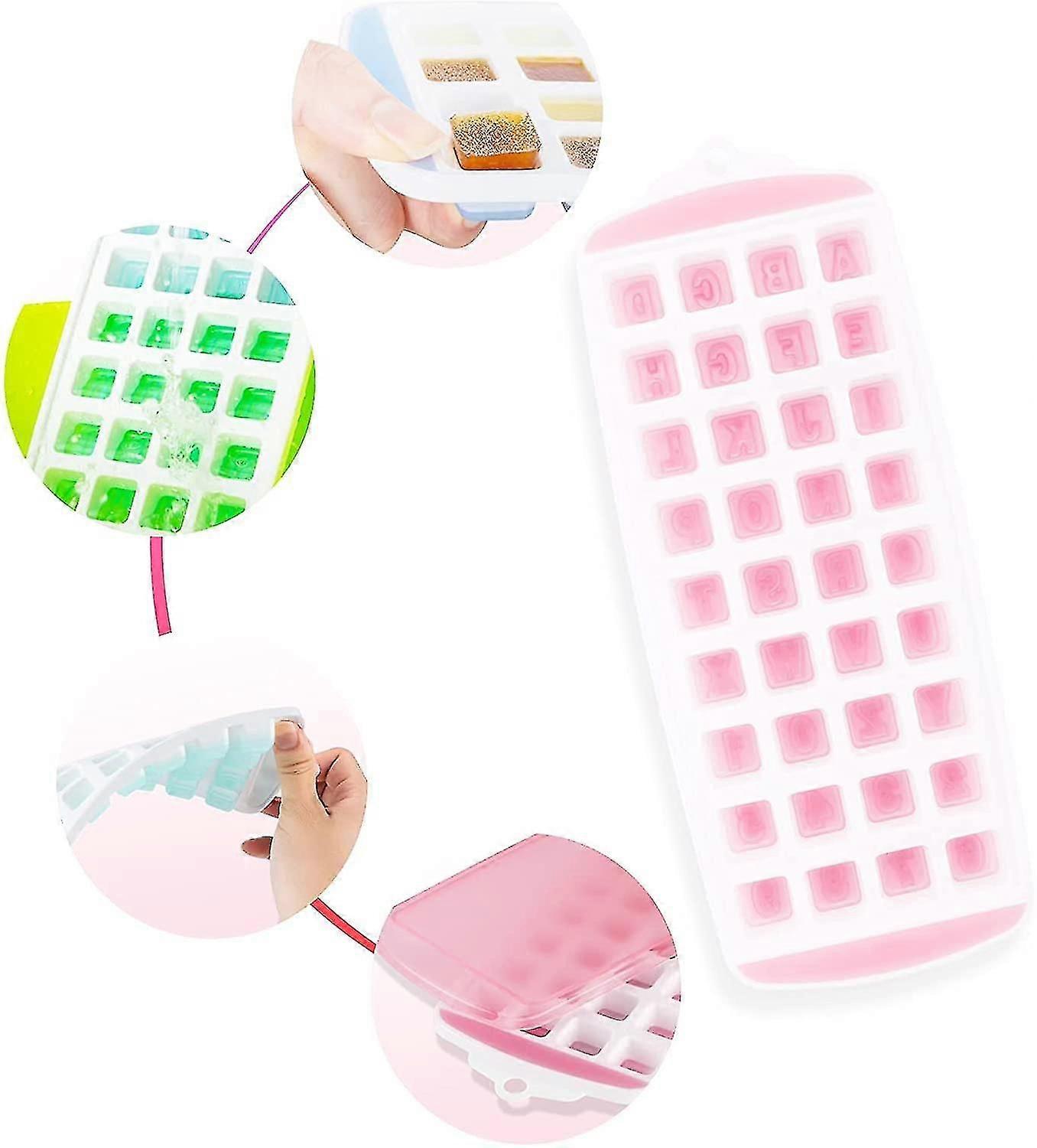 Silicone Ice Cube Trays With Lids (3 Pack), 36 Flexible Easy Release Ice Cube Ha