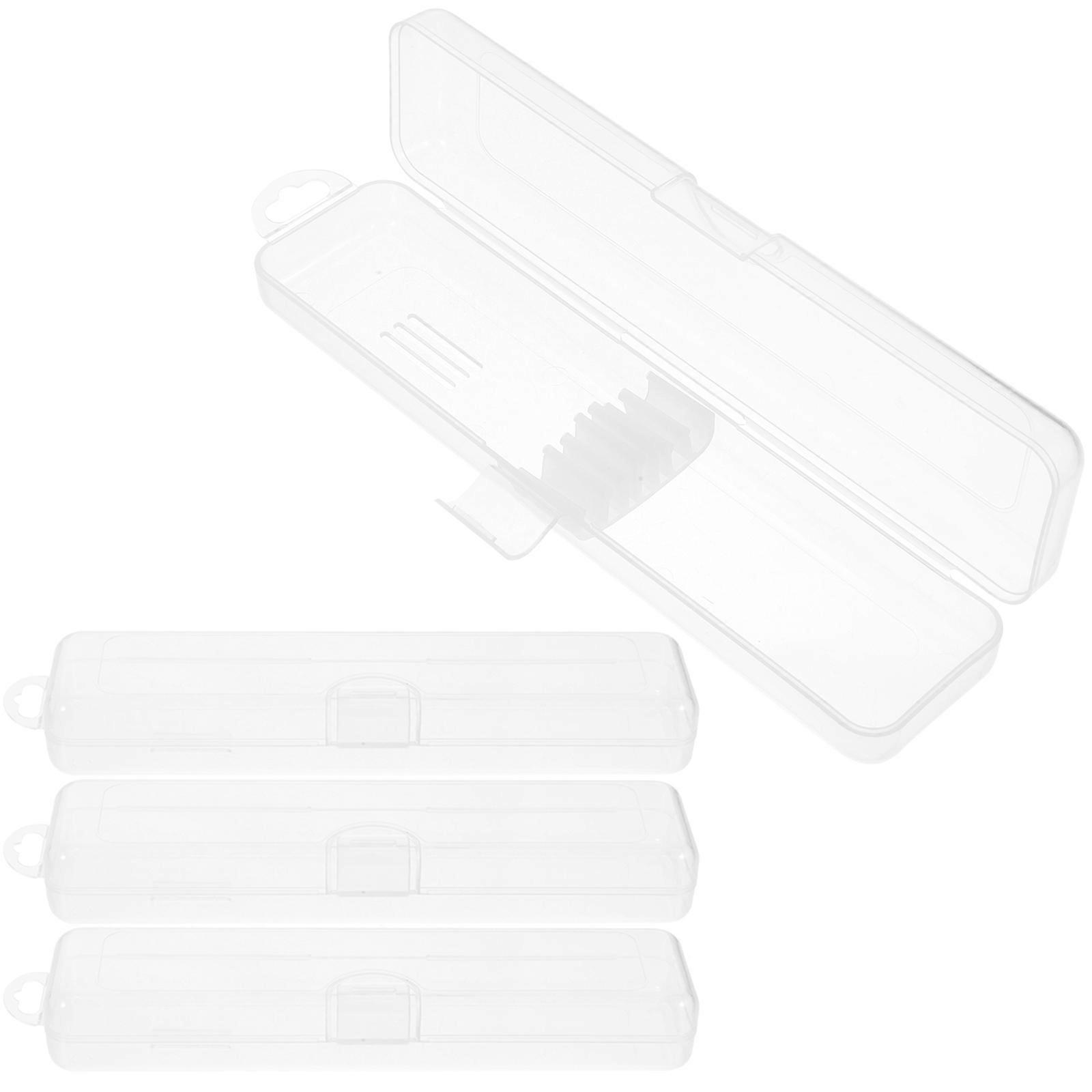 4pcs Transparent Drinking Straw Carrying Case Multi-functional Storage Box For Travel Plastic Coin Pills Storage Box