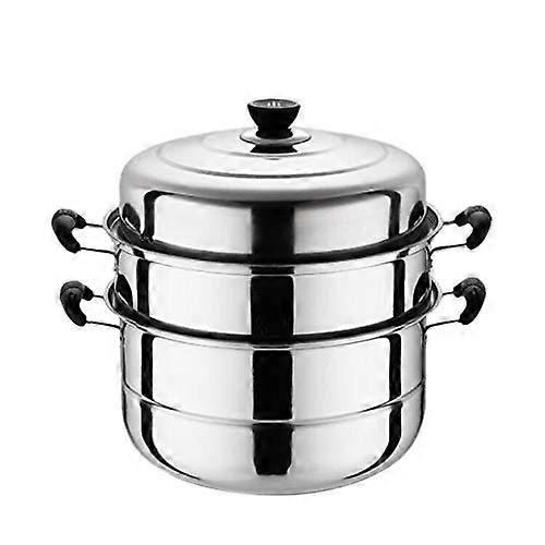 Stainless Steel 3 Layer Steamer Pot with Thick Base for Soup and Vegetables, Induction Cooker Compatible
