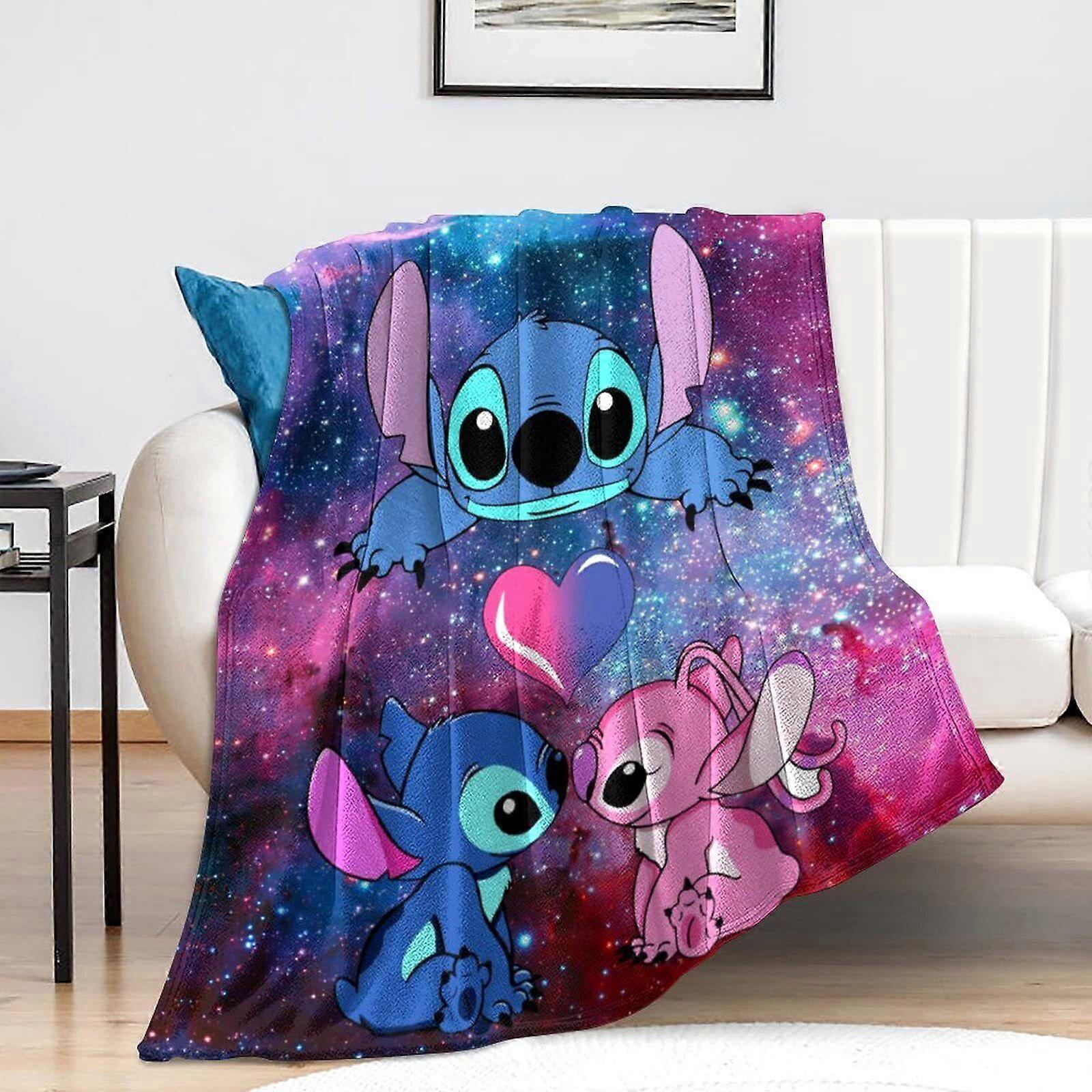 3D Lilo and Stitch Cartoon Sofa Blanket Flannel Ultra Soft Throw Xmas Gift UK