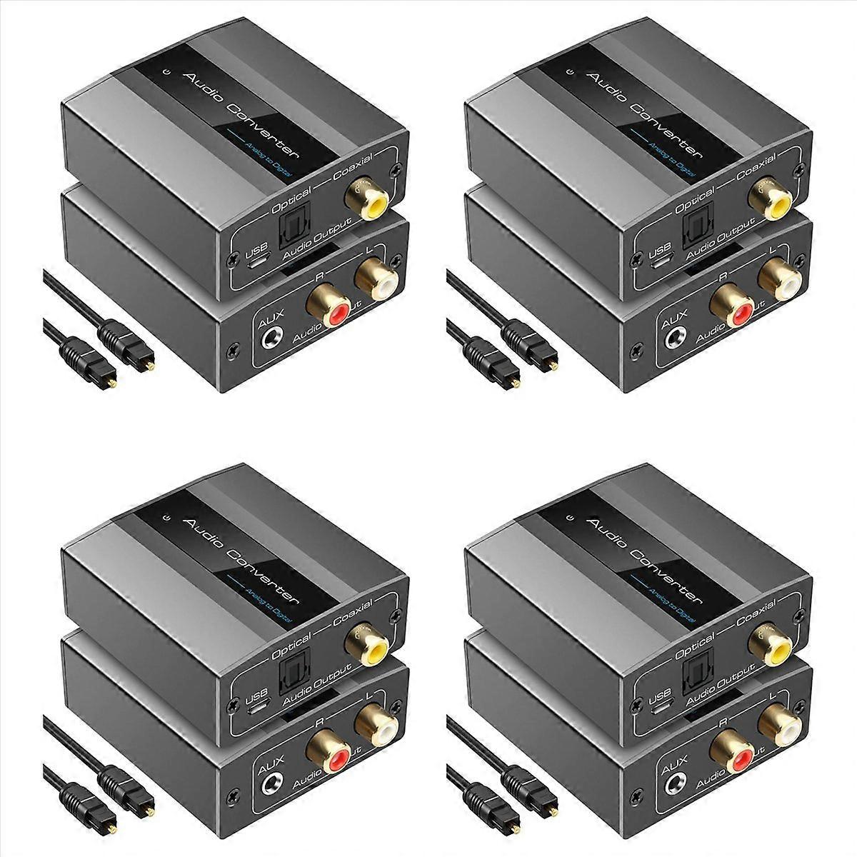 4X Analog to Digital Audio Converter to Optical with Optical Cable Audio Digital Toslink and Coaxial