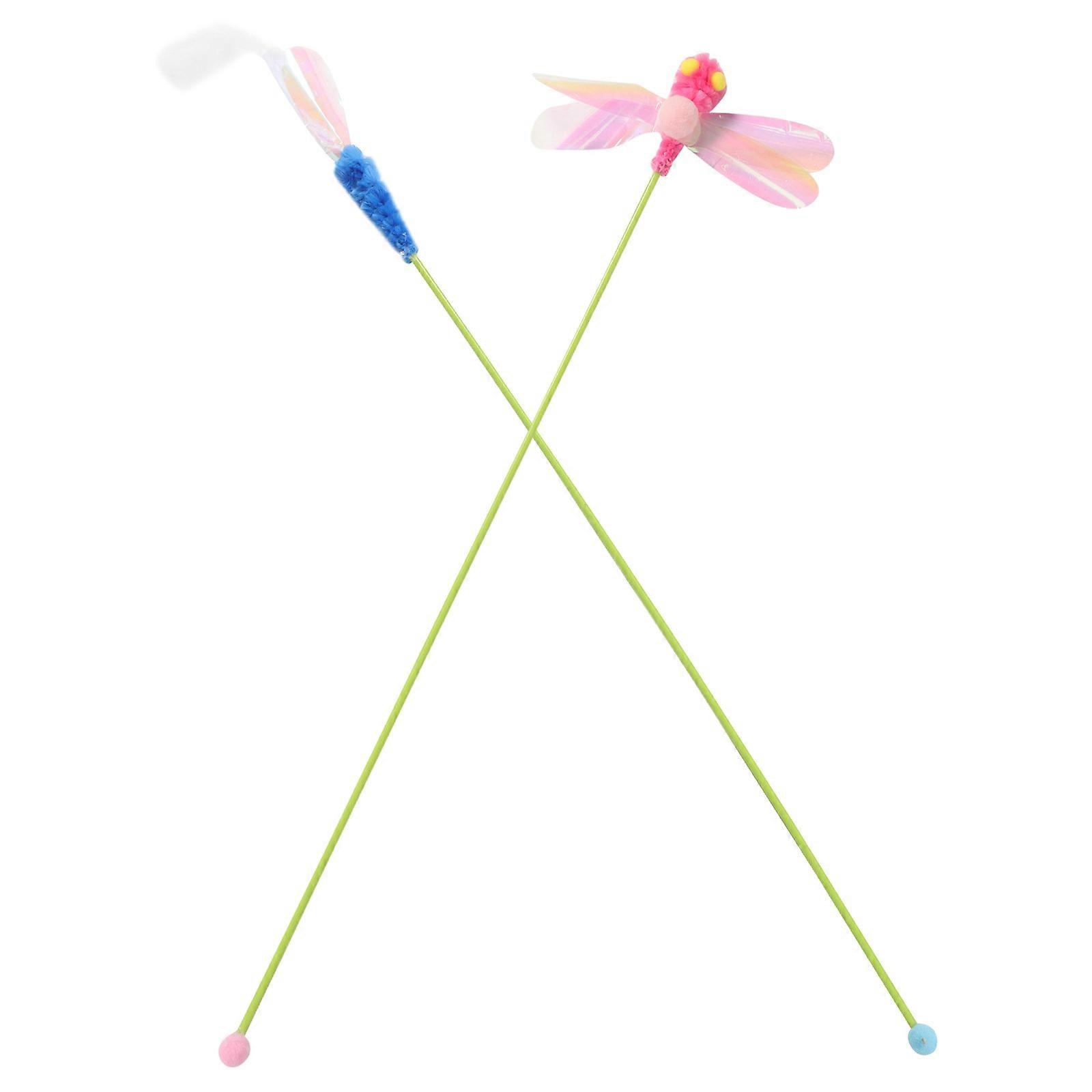 Cat Teasing Stick Kitten Interactive Wand Toys for Pets Portable 2Pcs