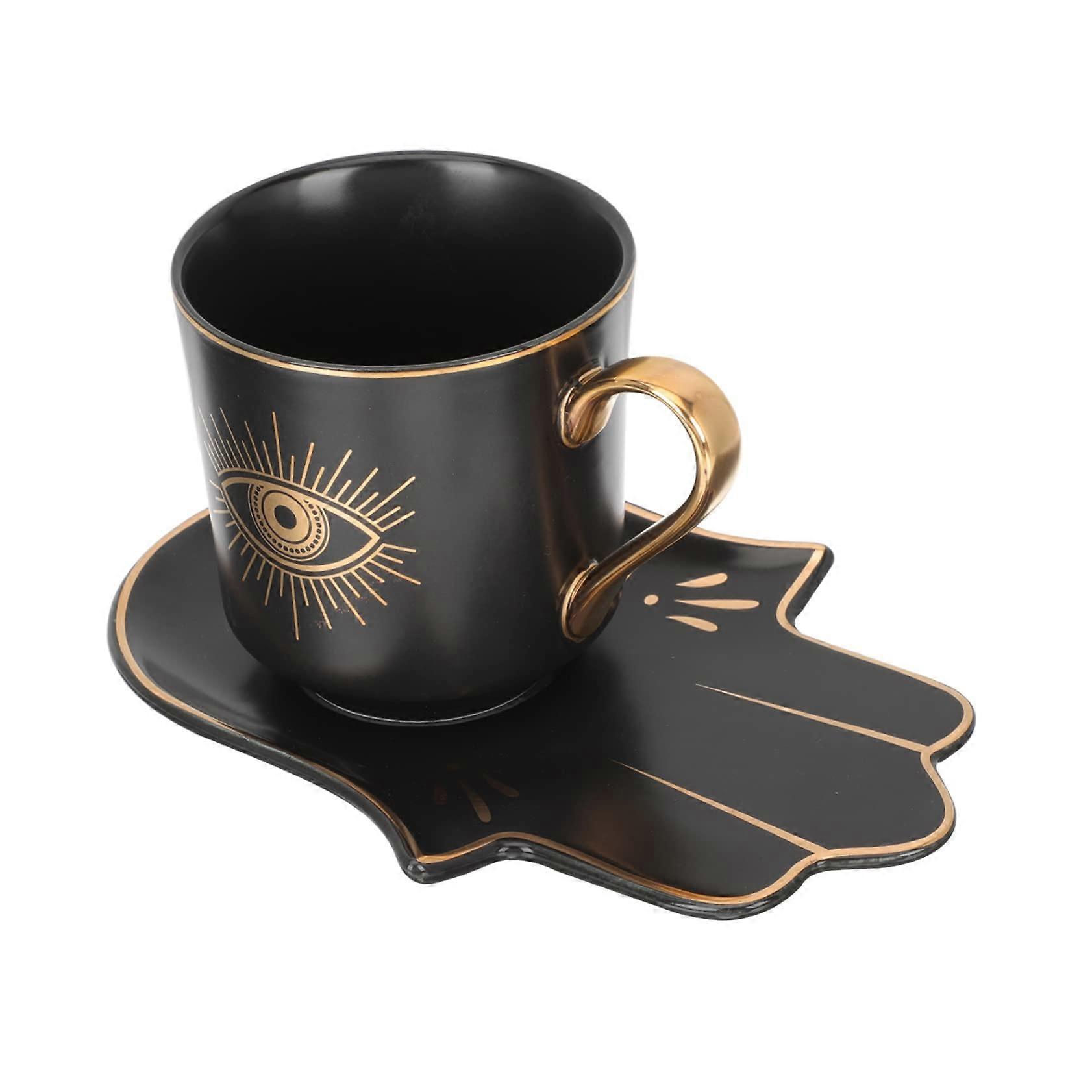 Ceramic Tea Cups and Saucers Set of 3 with Comfortable Handle for Home, Restaurant, Hotel Use