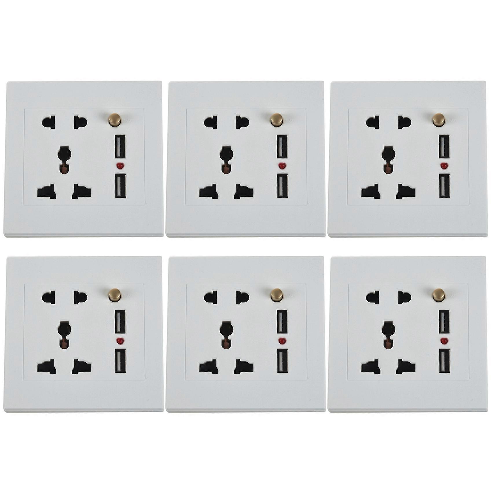 6X 2.1A Dual USB Wall Charger Socket Adapter Universial Power Outlet Panel wite Switch