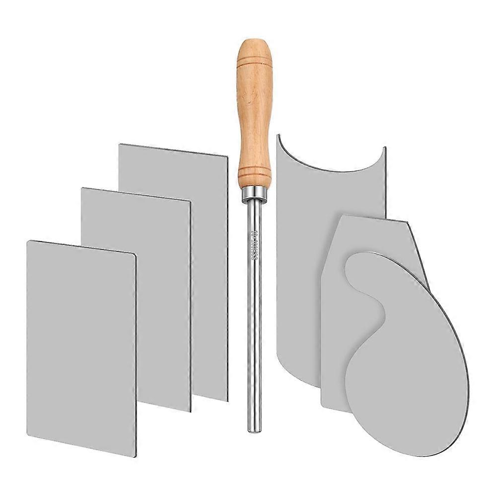 Card Scraper Burnisher and 6 Pcs Cabinet Scraper Set for Woodworking Card Woodworking Burnishing Include 3 Rectangle