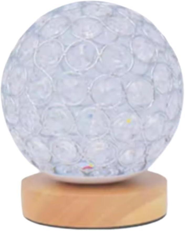 Bedside Table Lamp with ThreeColor Adjustable Lighting and Crystal Bubble Design for Bedroom and Office