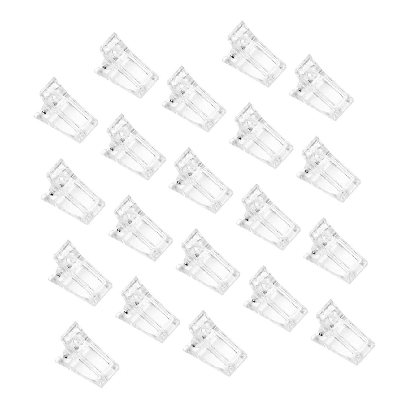 20Pcs Nail Extension Clips Transparent Crystal Design Adjustable Nail Art Fixing Tools for Salon and Home Use
