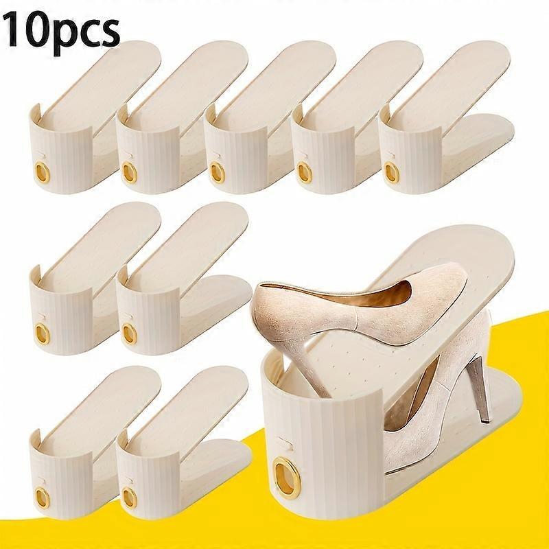 10PCS/SET Adjustable Plastic Shoe Rack Organizer with Layered Design-Home Shoe Storage Shelf for Efficient Space Saving Cabinet