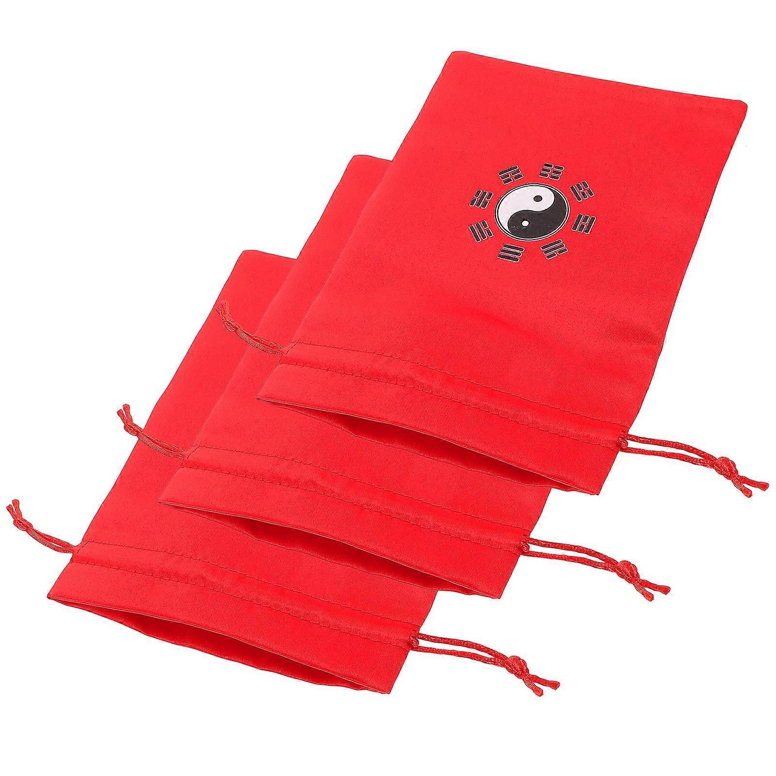 Jumping Rope Storage Bag Drawstring for Organizing 3Pcs Red Cloth Bags