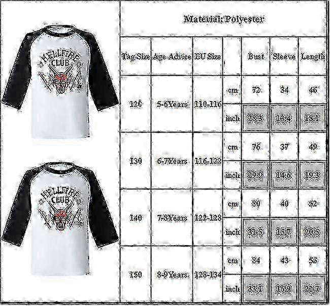 Str Things 4 T-shirts Pojkar Flickor Barn 3/4 Ärm Toppar Maskeradkostym För 5-9_uisad