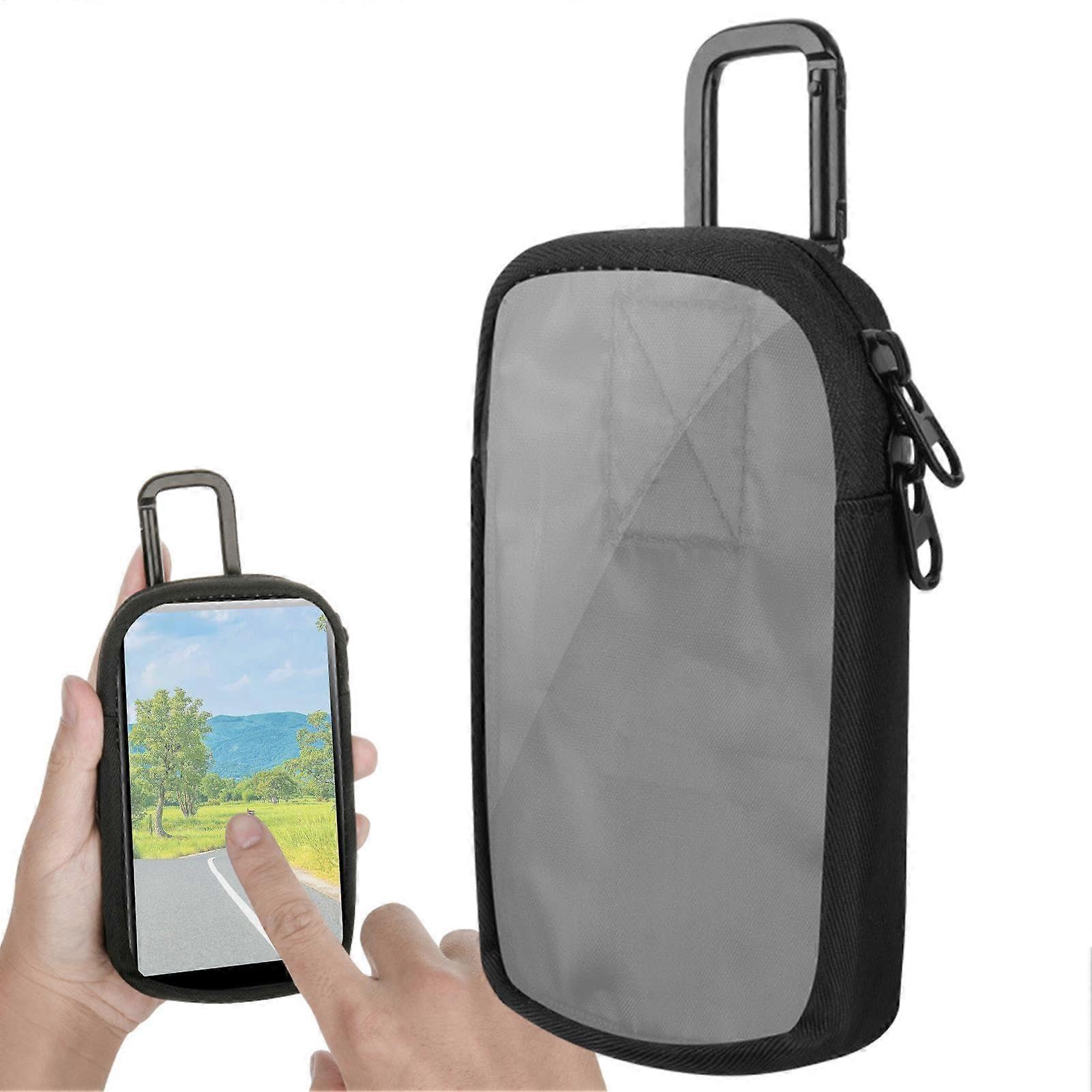 MP4 Player Case with Transparent Window, Carabiner Travel Bag for MP3/MP4 Players, Headphones, USB Cables, U Disk