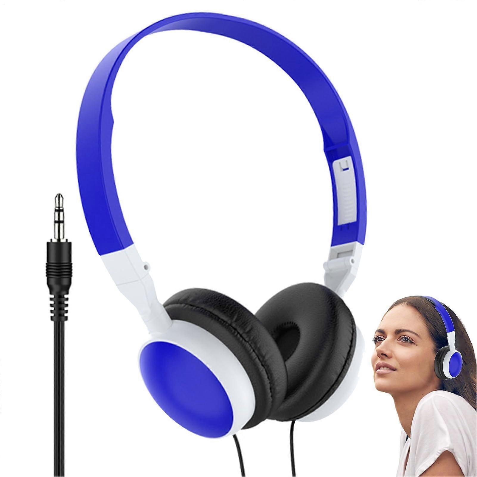 OverEar Wired Gaming Headphones with Noise Cancelling, Foldable Headset for PC, Tablet, Dark Blue
